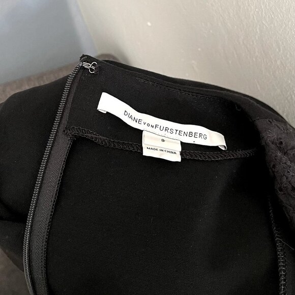 Diane von Furstenberg DVF Pele Eyelet Knit Sheath Jersey Dress Black - Picture 6 of 8